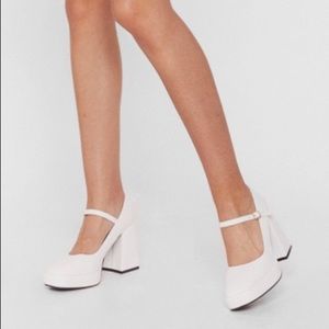 Platform Mary Janes - US Size 6- Nasty Gal- NWT- White